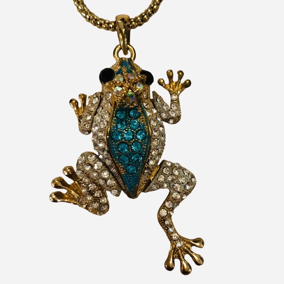 Frog Prince Rhinestone Encrusted Necklace - Picture 14 of 14